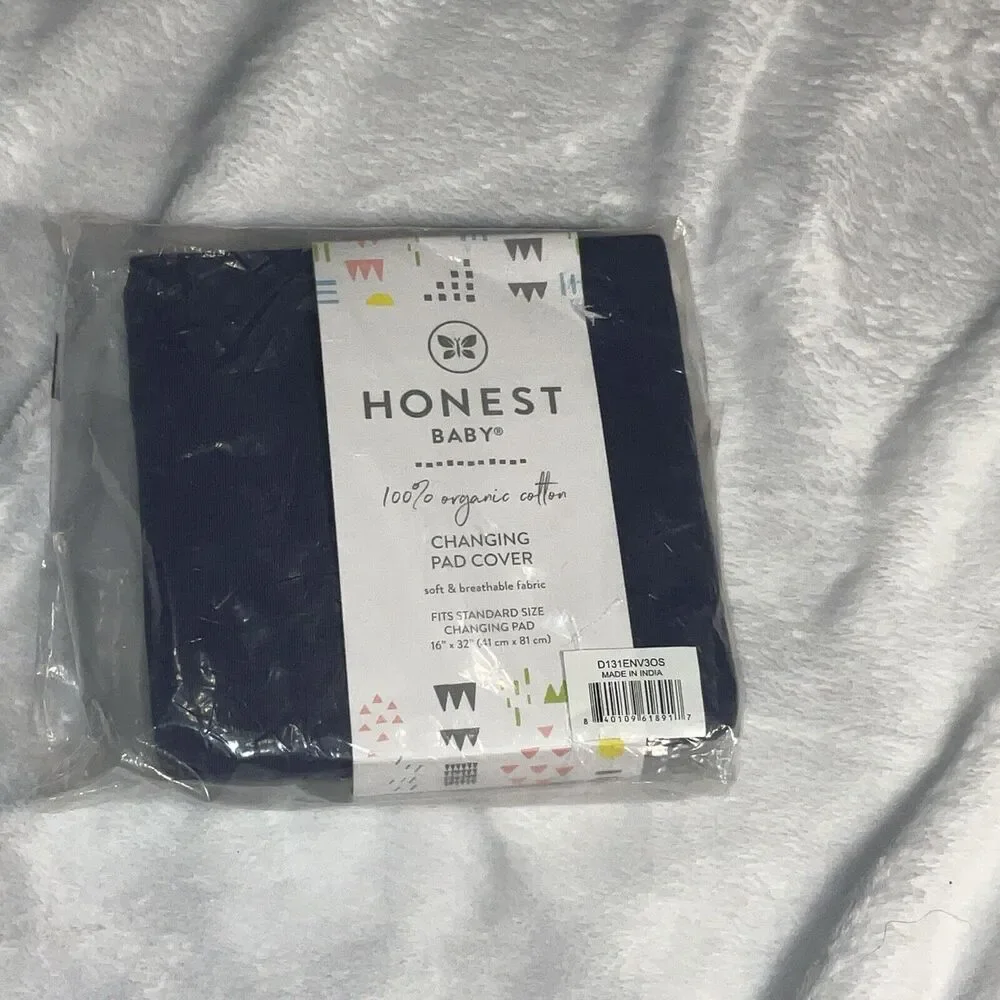 Honest Baby 100% Organic Cotton Changing Pad Cover Color Navy Blue 16 X 32 NEW